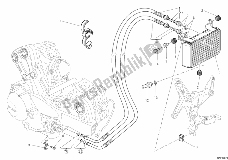 Tutte le parti per il Radiatore Dell'olio del Ducati Multistrada 1200 ABS USA 2011